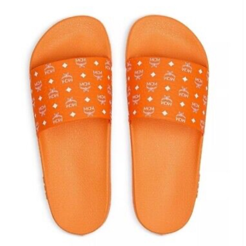 New MCM Monogram Logo Print Slide Size 45!